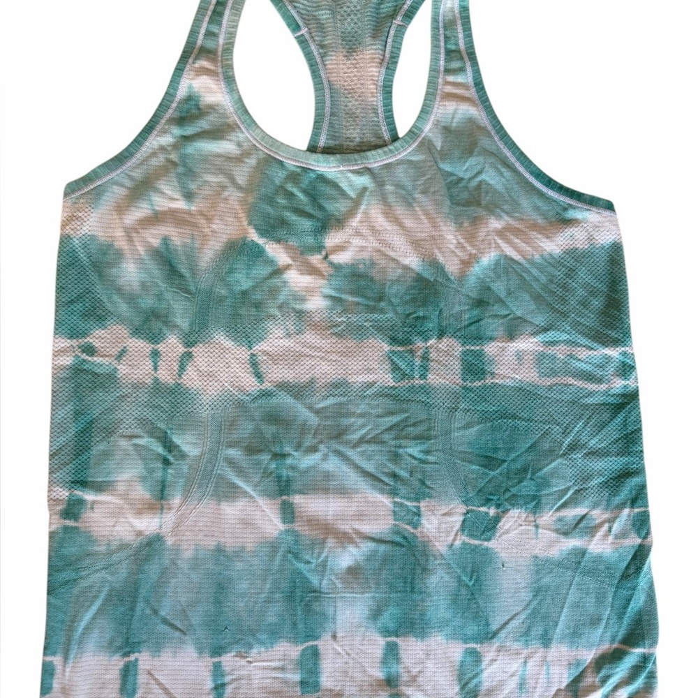 Lululemon Swiftly Tech Racerback Tank, Size 10, Teal Tie-dye seamless